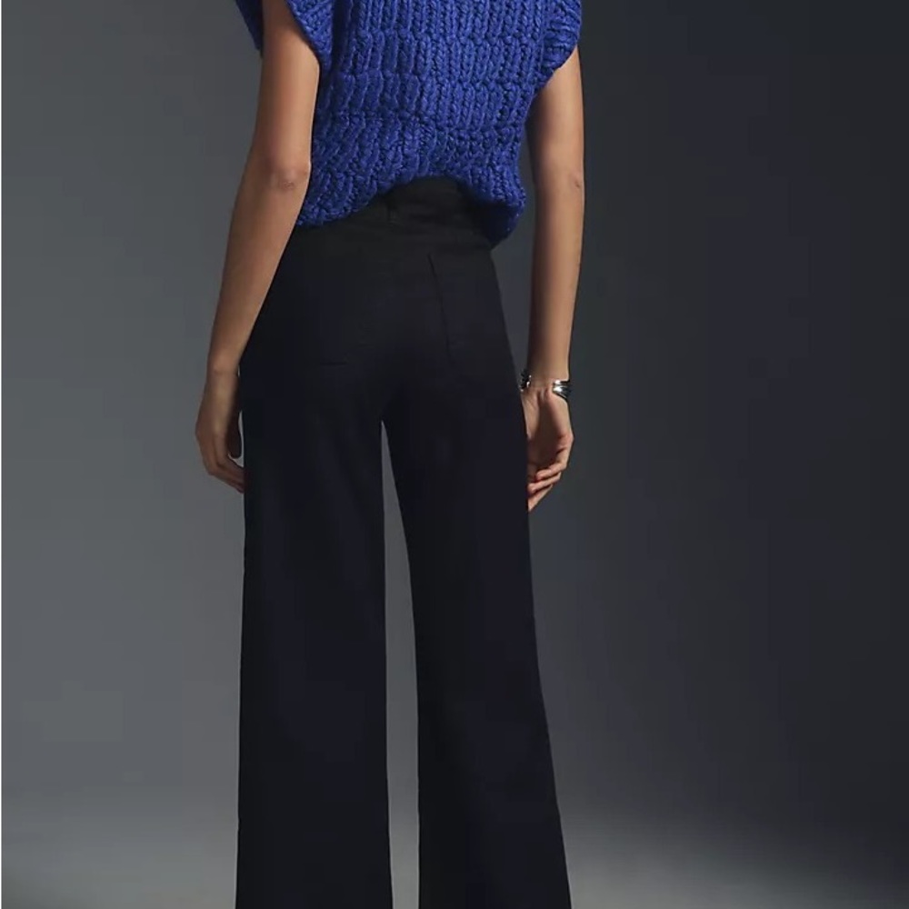 NWT Maeve The Colette Wide Legged Cropped Linen Pants/size 4/black - Picture 2 of 5